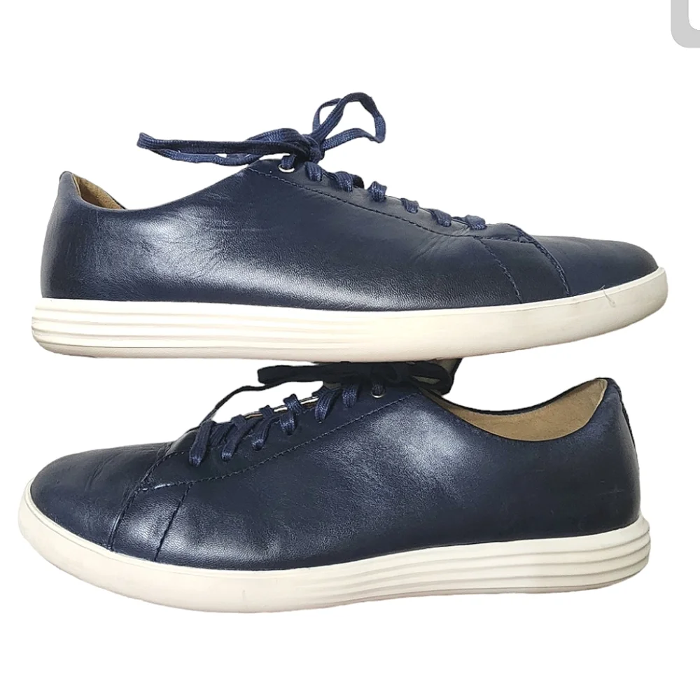 Cole Haan Grande Zero Leather Lace Up Sneaker Sz 11.5 navy